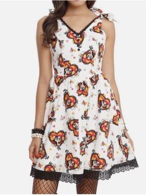 Day of the dead Tie-Shoulder Sleeveless Dress